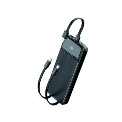 10000mAh 22.5W+PD20W 3 cables power bank White/black/blue
