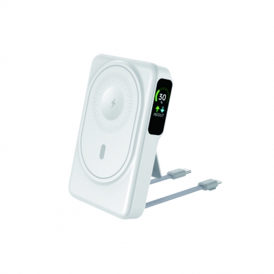 Magnetic wireless 10000mAh power bank with built in cable Type-c in&out phone stand special power LED display